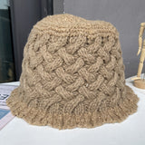 Color-blocking simple bucket hat women's autumn and winter warm and casual all-match wool fisherman basin hat knitted hat