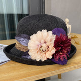 Bowler Hat Ladies Fashion Knit Breathable Pot Hat Summer Outing Beach Sun Hat
