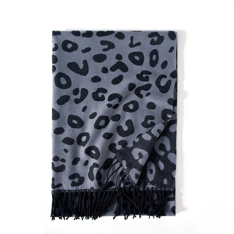 Women's scarf tassel imitation cashmere leopard print scarf warm shawl