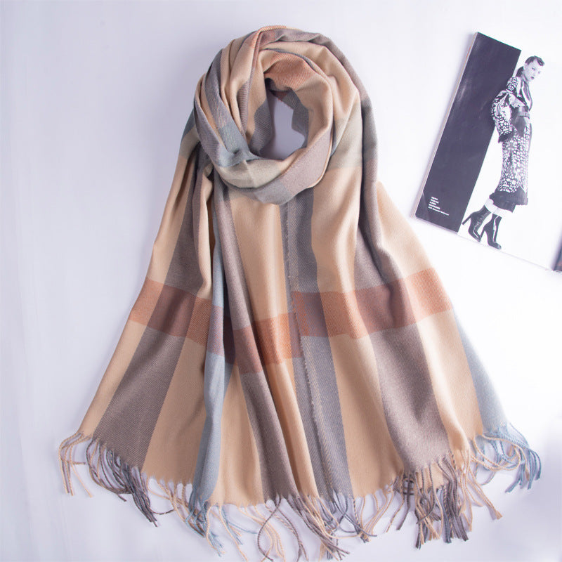 Super soft women's plaid warm scarf fashion shawl autumn and winter imitation cashmere scarf