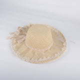 Summer travel lace bow ribbon ladies seaside vacation sunscreen beach hat women