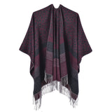 Leopard fringed scarf in autumn and winter, cashmere like split cloak in the street, dinner party tour