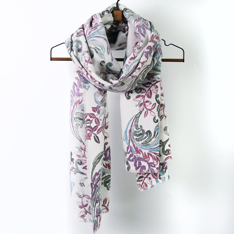 Scarf printed in winter cashmere warm scarf shawl colorful edge fashion
