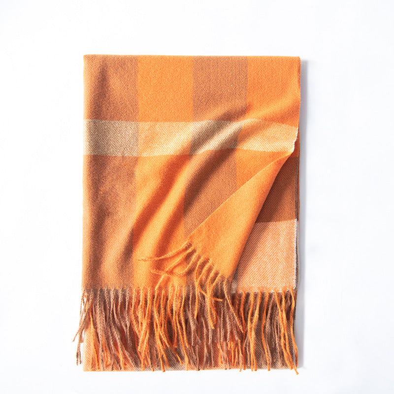 Imitation cashmere scarf autumn and winter thickening warm scarf plaid print autumn and winter scarf women