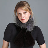 Winter Rex Rabbit Fur Scarf Women's Woven Thickening Warm Fox Fur Scarf