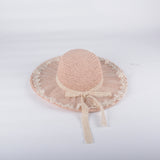 Summer travel lace bow ribbon ladies seaside vacation sunscreen beach hat women
