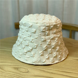 Pleated clouds, seersucker fisherman's hat, female spring and summer sun shading, female bucket hat