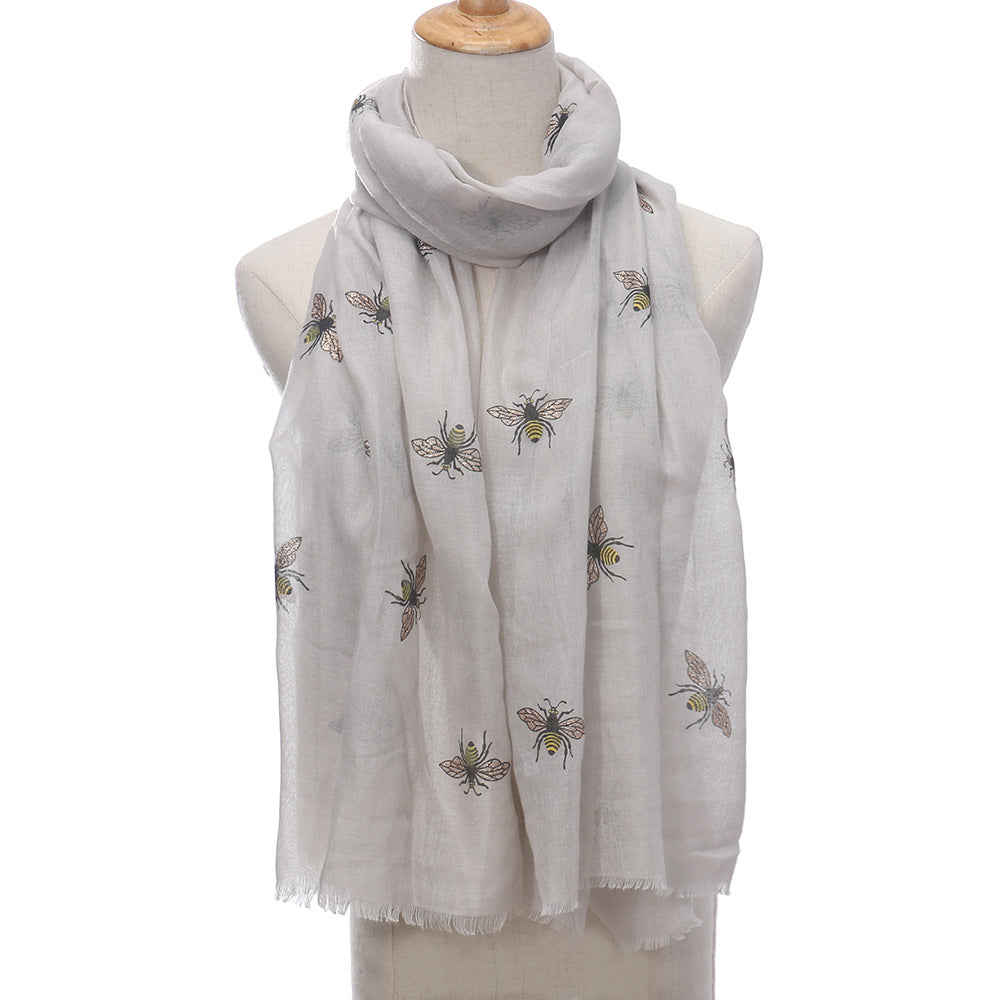 Bee print warm autumn and winter ladies scarf scarf travel sun protection shawl