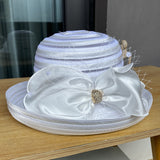 Fashion Mesh Roll Top Hat Ladies Elegant Bow Sun Hat Summer Beach Vacation Sun Hat