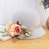 Temperament big flower hat summer breathable knitted ladies outdoor all-match sunscreen sun hat