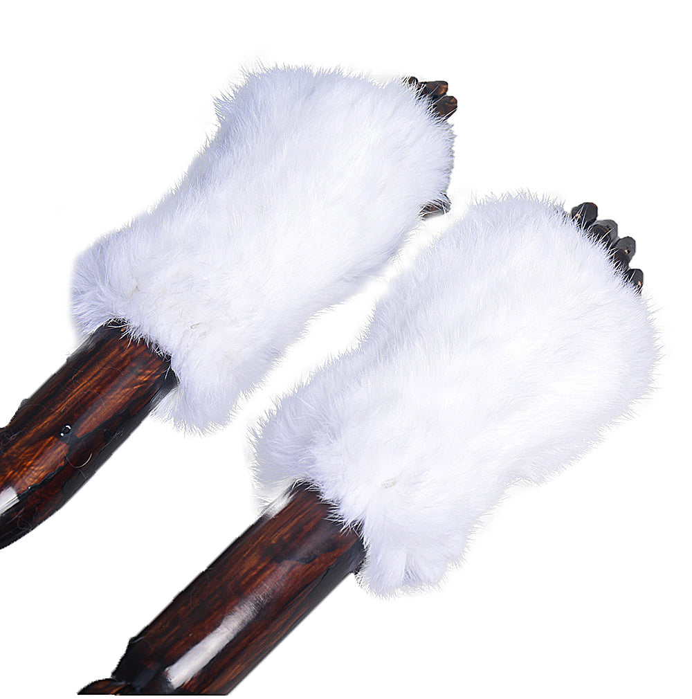 Rex rabbit hair elastic fingerless gloves winter warm real fur cute fur plush gloves ladies lengthened thick