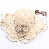 Texture foldable spring and summer lace flower sun hat fashion breathable mesh hat outdoor