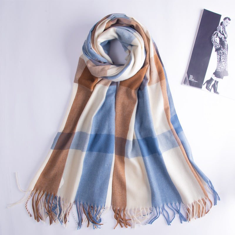 Super soft women's plaid warm scarf fashion shawl autumn and winter imitation cashmere scarf