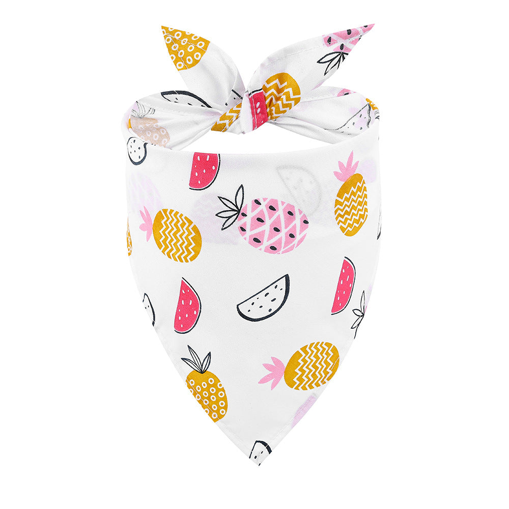 Cotton pet triangle towel summer fruit small fresh dog saliva towel pet scarf
