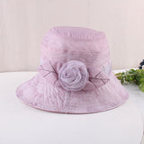 Organza flower print pot hat ladies summer thin breathable sun hat casual foldable