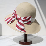 Straw hat women summer seaside holiday sun hat bow travel foldable beach hat sun hat