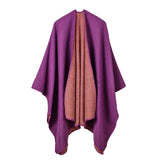 Solid Color Imitation Cashmere Large Slit Warm Monochrome Cape Plain Cape, Gift for Women