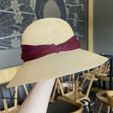 Big brim straw hat women's summer sun protection wide brim sun hat UV protection strap sun hat beach hat