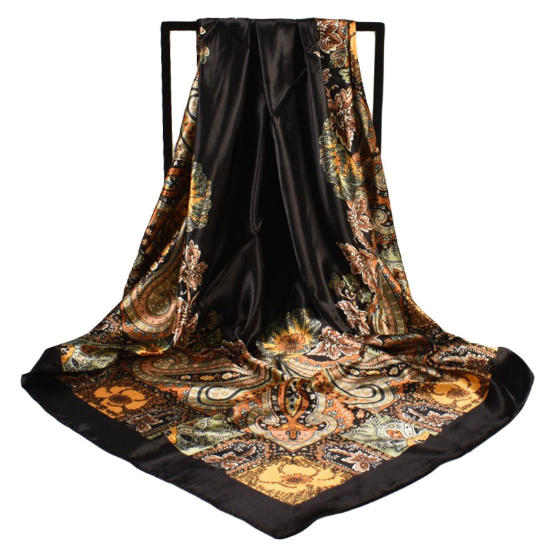 Fashion new satin 90 large square scarf female Paisley cashew square silk scarf