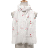 Ladies Christmas Snowman Print Scarf Comfortable Warm Cotton Long Scarf Shawl Polyester Print Scarf