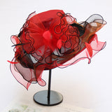 Texture organza sun protection sun hat fashion crystal flower fashion hat women summer