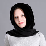 Women's Rex Rabbit Silk Scarf Hat Scarf Fashion Warmth Pendant Decoration