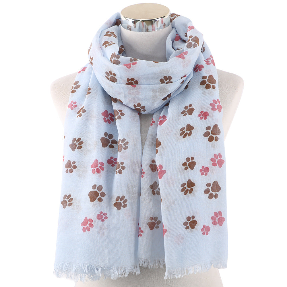 Women's Dog Footprint Dog Paw Print Pattern Scarf Women's Shawl Scarf