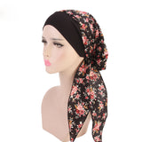 Ladies Elastic Hairband Bandana Hat Country Style Breathable Cotton Chemotherapy Hat Pirate Hat