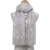 Ladies Christmas Snowman Print Scarf Comfortable Warm Cotton Long Scarf Shawl Polyester Print Scarf