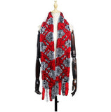Women's Rex rabbit fur collar double-sided woven long warm scarf