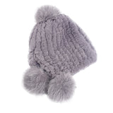 Women's ear protection fur hat in winter Rex rabbit hair knitting with fox hair three balls for warmth and thickening