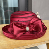 Fashion Mesh Roll Top Hat Ladies Elegant Bow Sun Hat Summer Beach Vacation Sun Hat