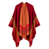 Women's four bar large frame split imitation cashmere jacquard cape cape