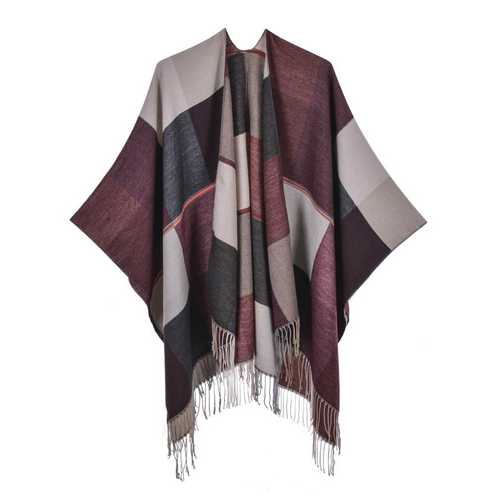 Women's scarf shawl Vintage fashion jacquard split thickened warm shawl cape