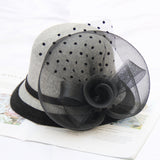 Autumn and winter woolen hat net flower ladies wild British retro wedding fashion hat