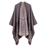 Women's cross wavy pattern geometry classic cashmere shawl with enlarged and thickened cloak street