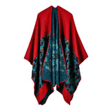 Women's fashion camouflage cashmere imitation split lengthened thick cape cape