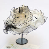 Texture organza sun protection sun hat fashion crystal flower fashion hat women summer