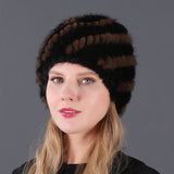 Ladies Mink Knitted Hat Women's Double Layer Warm Pineapple Hat Baotou Hat Fur Hat