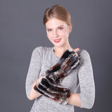 Rex rabbit fur warm fur gloves for winter ladies lovely open finger stretch gloves