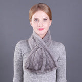 Winter Warm Ladies Double Sided Mink Fur Scarf Straight Weave Fur Scarf