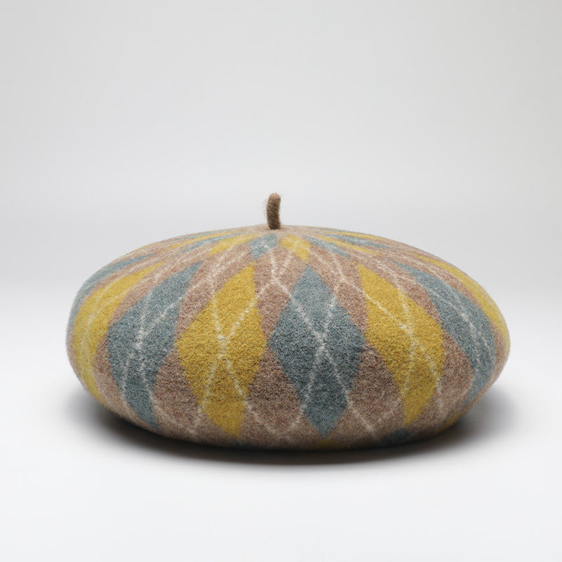 Women's hat knitted beret autumn and winter octagonal hat clothing accessories classic