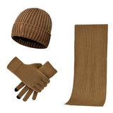 Autumn and winter men's and women's knitted thickening warm wool hat scarf gloves three-piece set