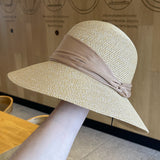 Big brim straw hat women's summer sun protection wide brim sun hat UV protection strap sun hat beach hat