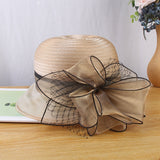 Mesh flower hat ladies fashion wild organza small pot hat summer sunscreen hat