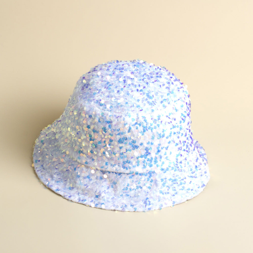 Fashion sequined fisherman hat Western-style elegant basin hat with liner folding face-covering hat