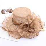 Texture foldable spring and summer lace flower sun hat fashion breathable mesh hat outdoor