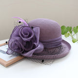 European and American temperament flax flower elegant banquet hat solid color curled sun hat women outdoor sun hat