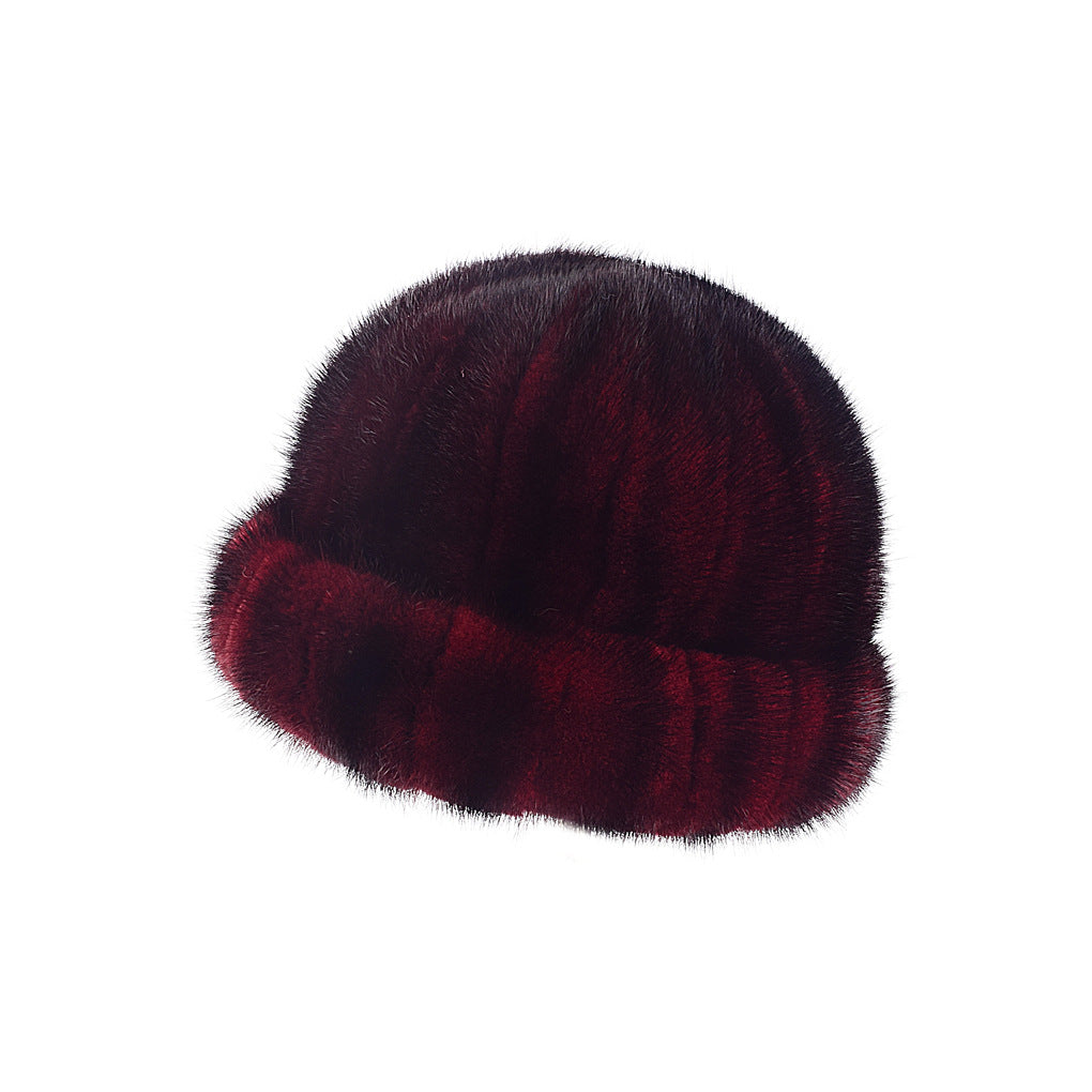 Mink hat ladies winter mink hat temperament hat basin hat winter fur hat