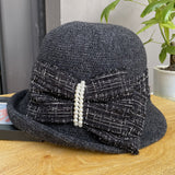 Elegant bow short brim curly small hat women's all-match knitted hat to keep warm in autumn and winter